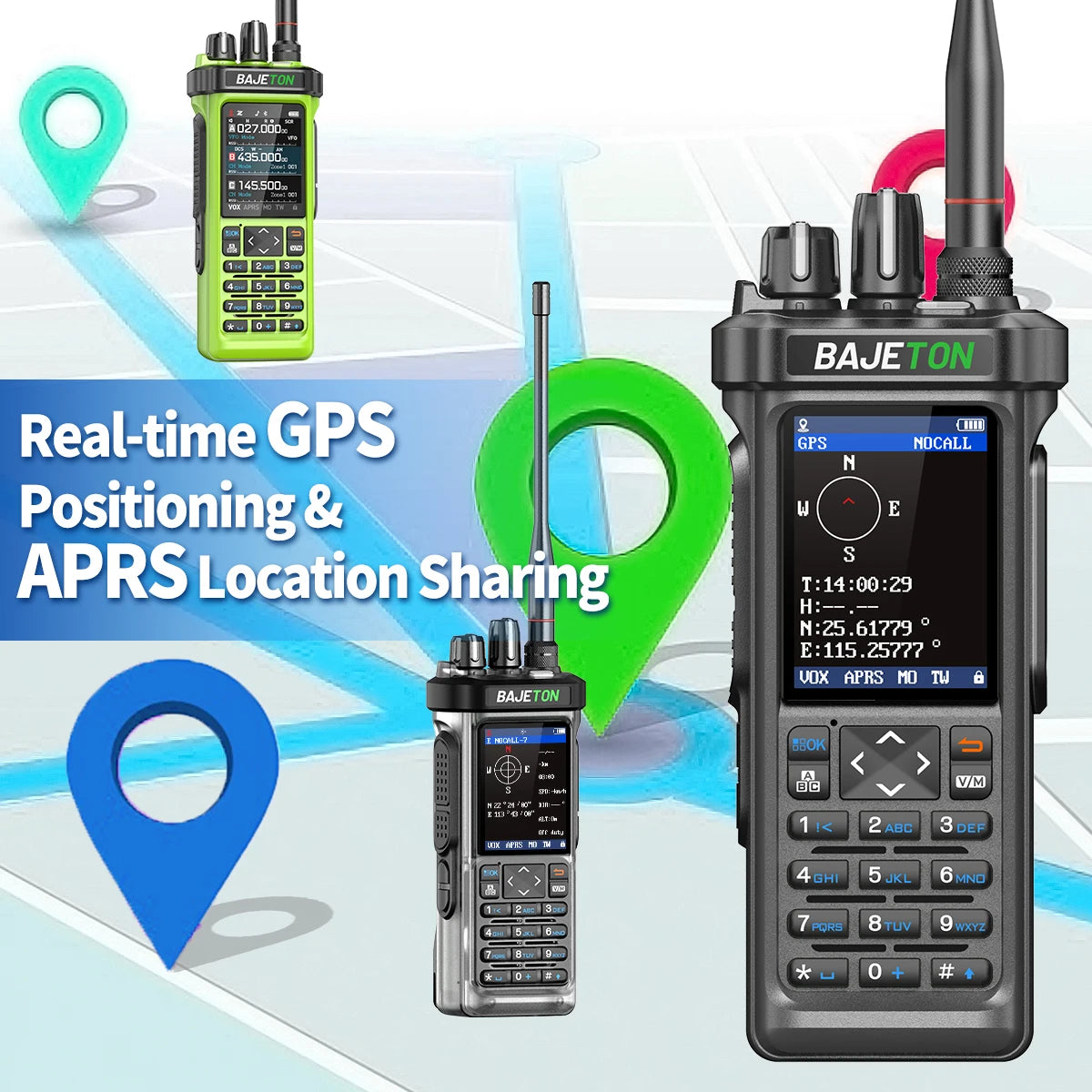 BAJETON BJ-9000 GPS APRS Walkie Talkies 10W CB 27Mhz CB/SSB/HF Receive Bluetooth Programming NOAA ShortWave For RT-950 Ham Radio