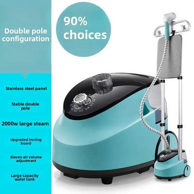 EU Handheld Double Rod Home Garment Steamer Equipment Standing Steam Iron Vertical Fast Heating Clothes Drying Ironing Machine