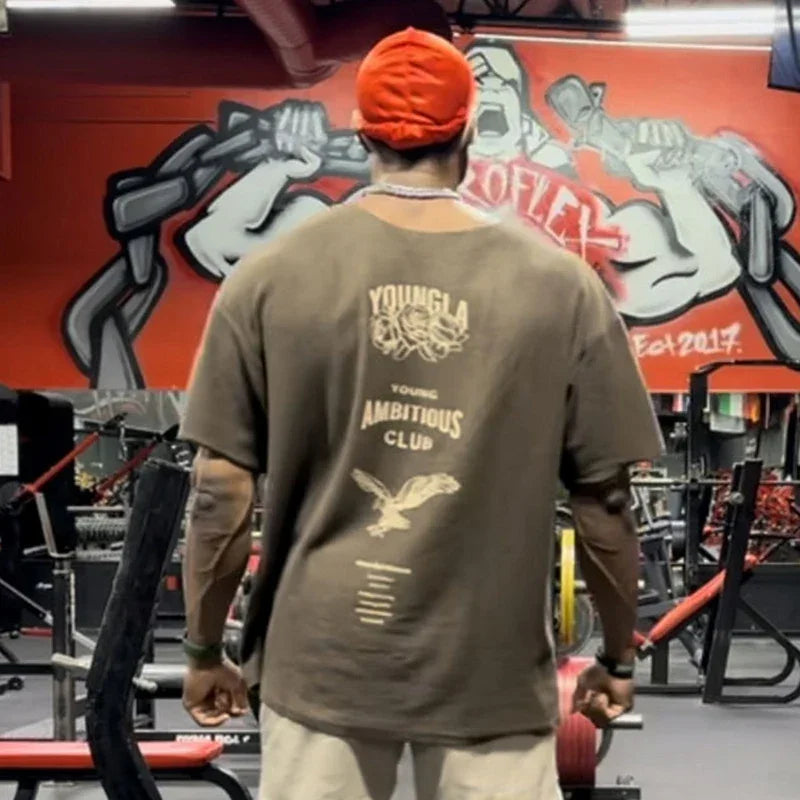 YA New style Oversized T-Shirt Fashion Trend Casual Men's Clothing Summer Loose Cotton Round Neck Print Plus Size Short Sleeves