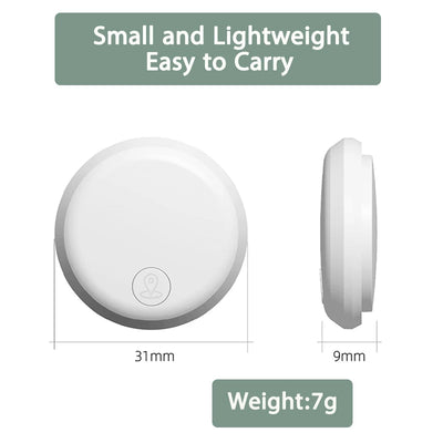 Slim white circular Smart Airtag Bluetooth GPS tracker, 7g, for Android iOS