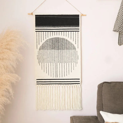 Home decoration Bohemian Tapestry Wall decor aesthetic room Tassel Macrame Hanging Art geometric Woven Cotton Handmade Linen for