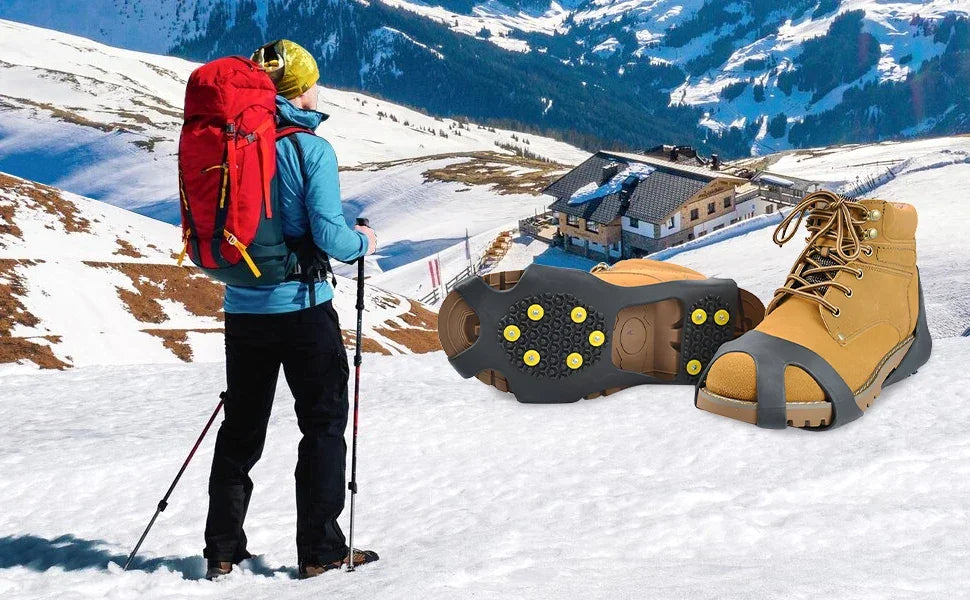 Outdoor 10Teeth Climbing Crampons Anti-Slip Mountaineering Cleats Unisex Snow Claw Shoe Covers Walking Hiking Accessories Spikes