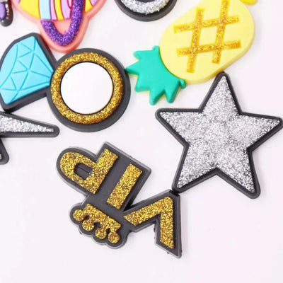 1PCS Lightning Alien Rings Stars Shiny PVC Shoe Charms Accessories Sandal Buckle Ornament DIY Wristbands Kid Gift