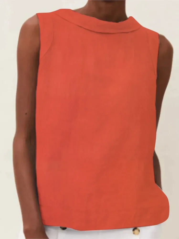 Solid Linen Women's Office Tops