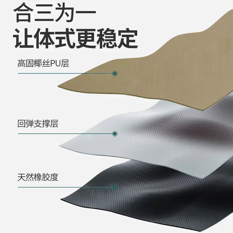 ‌2025 New Women's Home Fitness Yoga Mat - 5mm Natural Rubber with Coconut Fiber Texture, Wide Non-Slip & Durable Mat with Alignm