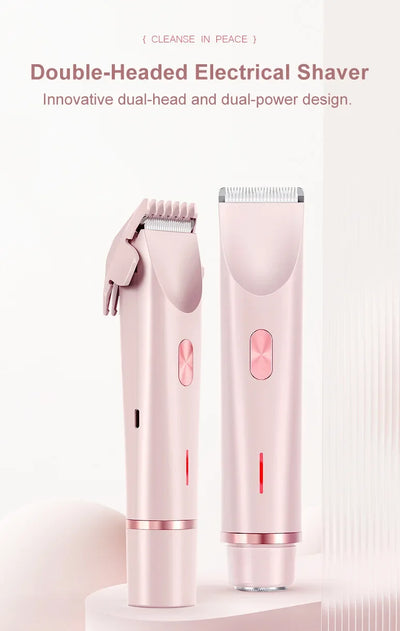 Electric Razors for Women 2in1 Bikini Trimmer Facial Mustache Shavers for Ladies Body Underarms Legs Portable Painless Epilator