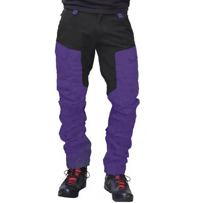 2024 Men Hiking Camping Pants Color Block Multi Pockets Wear-Resistant Sports Pants Outdoor Camping Hiking Work Cargo Pants