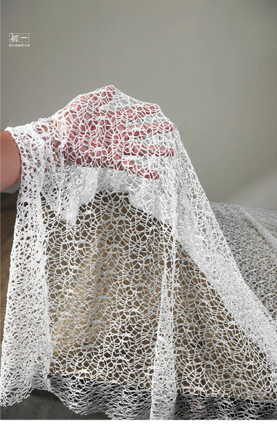 Hollow Out Large Mesh Fabric with Irregular Winding Hook and Flower Texture Creative Dress DIY Clothing Decoration Fabric