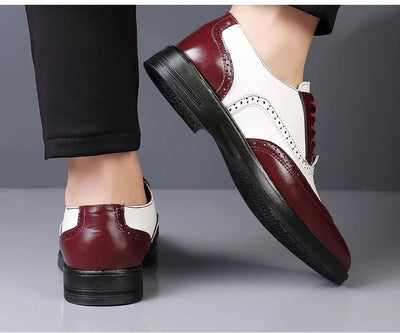 Retro Men's Oxford Shoes Fashion Block Carved Casual Shoes Social Shoes Male Business Dress Leather Shoe Zapatos Para Hombres