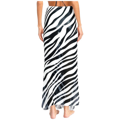 Womens Sheer Mesh Fishtail Wrap Hip Long Skirt Printed Leopard Maxi Skirt Female Vintage Costume High Waist Bodycon Cover Up