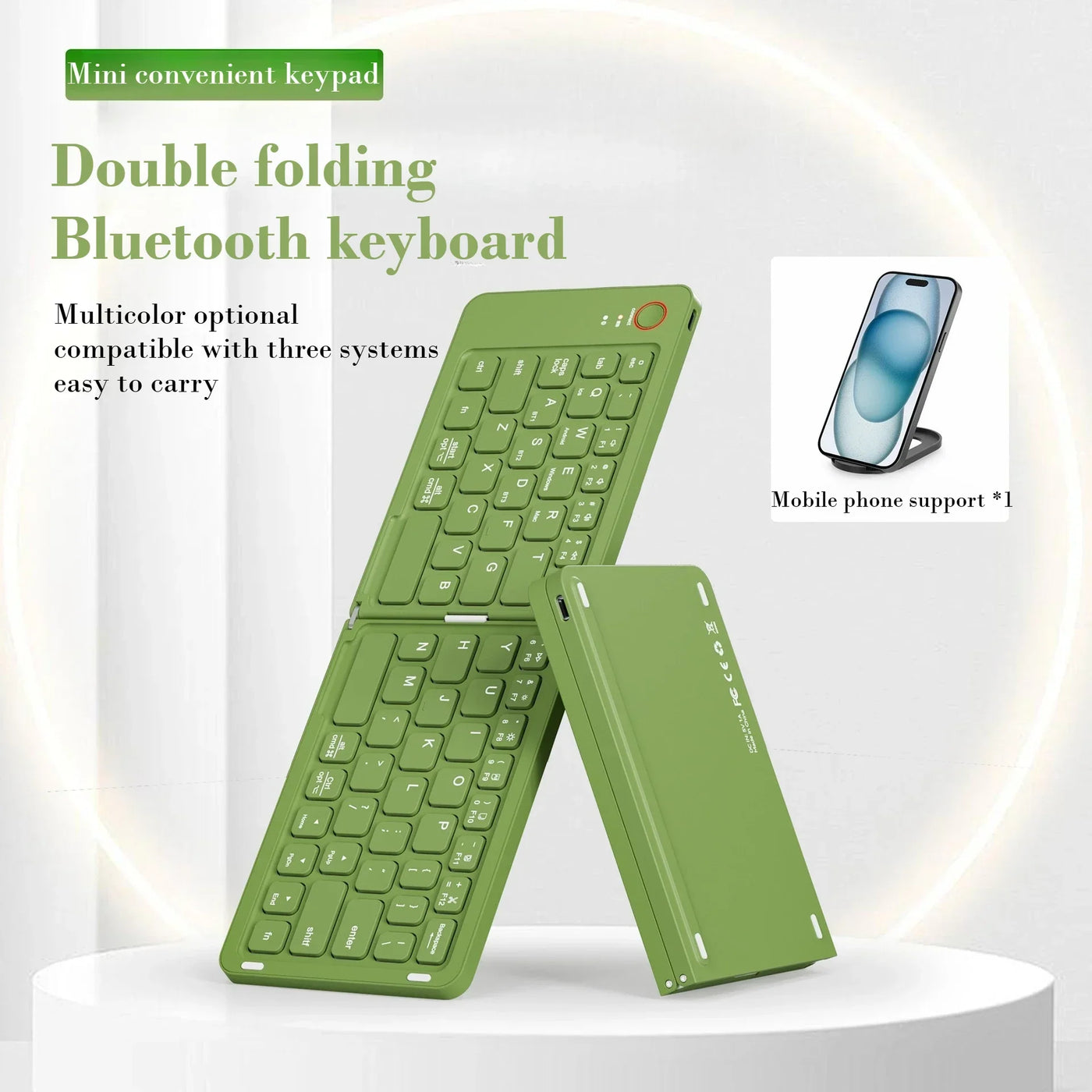Double Folding Keyboard Mini Wireless Keyboard Foldable Dual Bluetooth Keyboard with Touchpad for Windows Android IOS iPad Phone