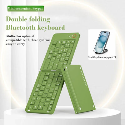 Double Folding Keyboard Mini Wireless Keyboard Foldable Dual Bluetooth Keyboard with Touchpad for Windows Android IOS iPad Phone