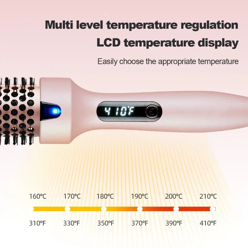 Hot Sale Portable Ionic Straightening Hair Curler Round Brush Hair Styling Tool Electric Infrared Heated Comb Hair Styling Brush