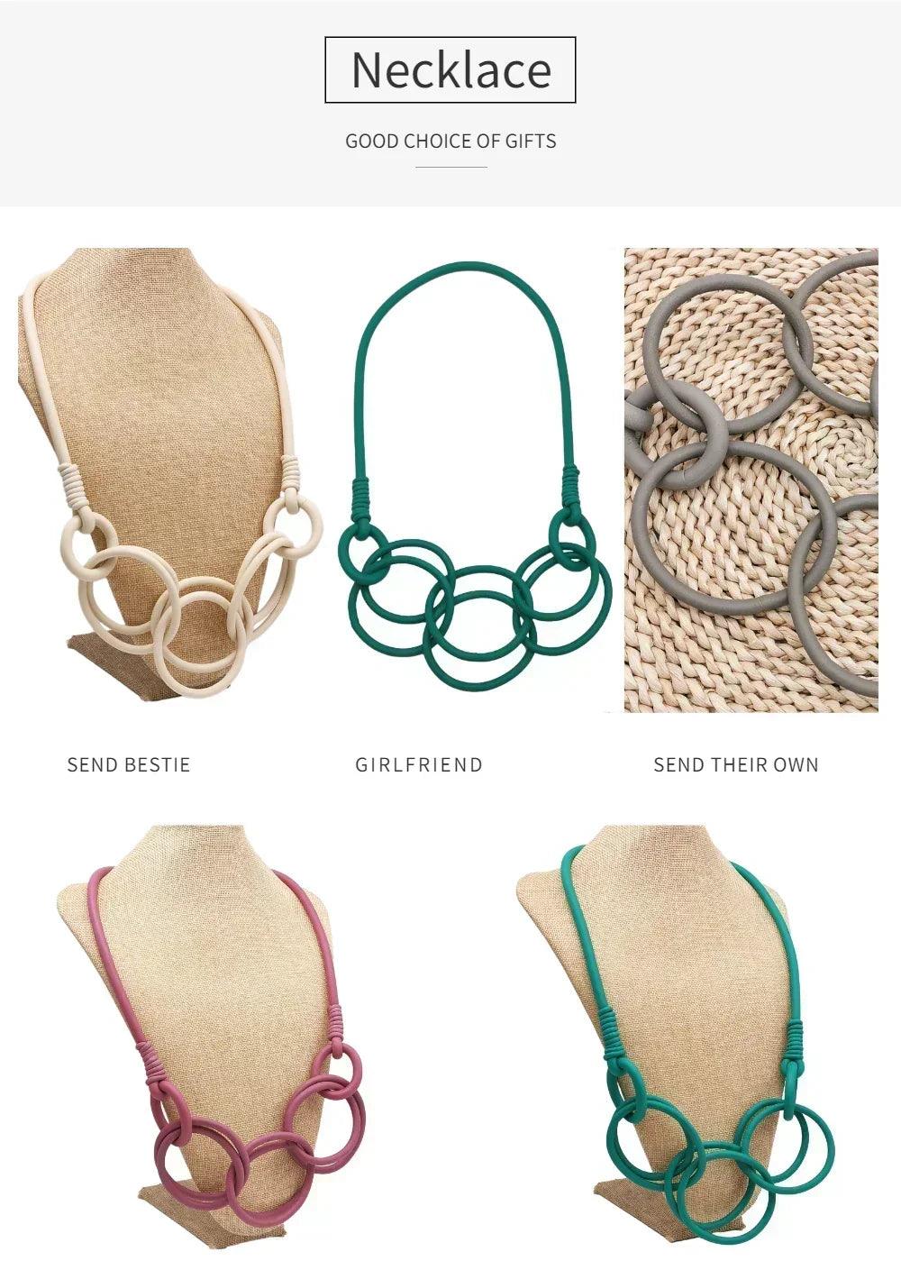 Barwodo new rubber chain necklace for women simple handmade elasticity jewelry sweater chains party accessories luxury
