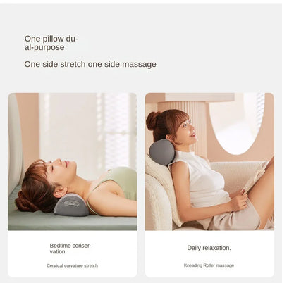 Multi Functional Smart Cervical Stretching Hot Compress Pillow for Neck Protection Kneading & Massage Pillow for Neck & Waist