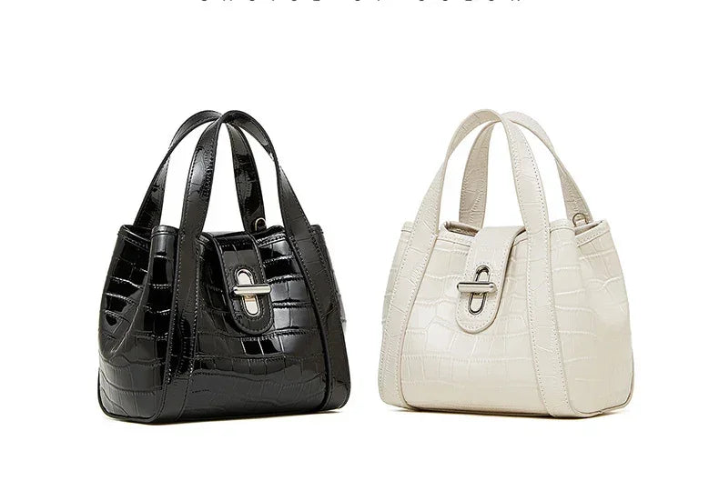 New 2025 Women Split Leather Tote Bag Designer Bucket Bags Handbag Female Shoulder Composite Bag Crossbody Shopping Bag