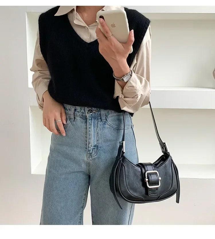 Fashion handbags for women half-moon leather hasp lady shoulder crossbody bag luxury designer ladies underarm bags hobo