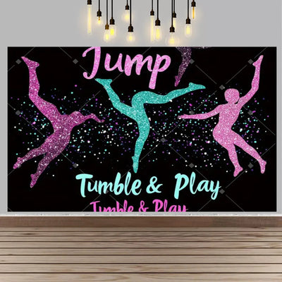 Gymnastics Theme Birthday Decor Backdrop Gymnastics Movement Flip Jump Play Falling Party Supplies Photography Backdrop