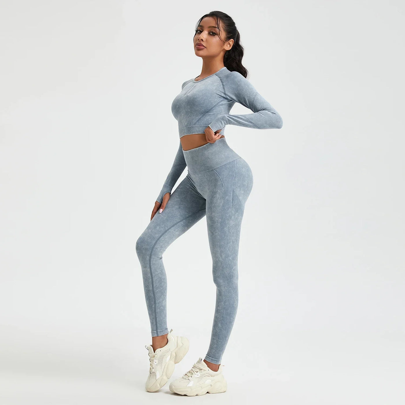 Women's Long Sleeves Round Neck Wash Exercise Activewear