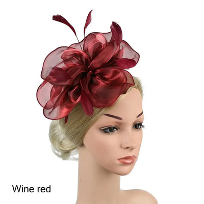 Top Hat Royal Ascot Race Flower Mesh Headband Fascinator Hats Headwear Cocktail Tea Party Feather Flower Headband