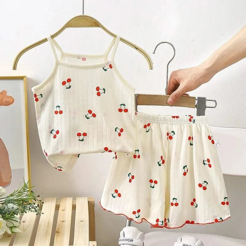 Cotton Printed Baby, Toddler Girl Strap Suits| Clothes Sets |Summer Baby Tops Tee and Shorts |Infant | Newborn Sets