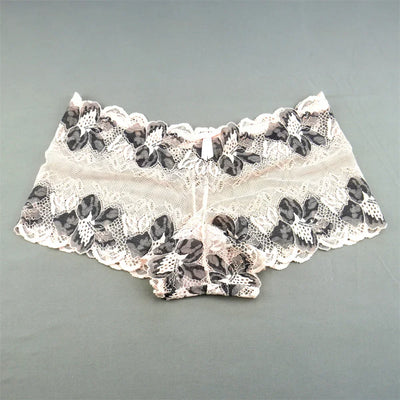 New 2023 Transparent Underwear Women Sexy Lace Panties Women Bikini Bottom Boyshorts Hollow Out Ladies Floral Boxers M-XXL