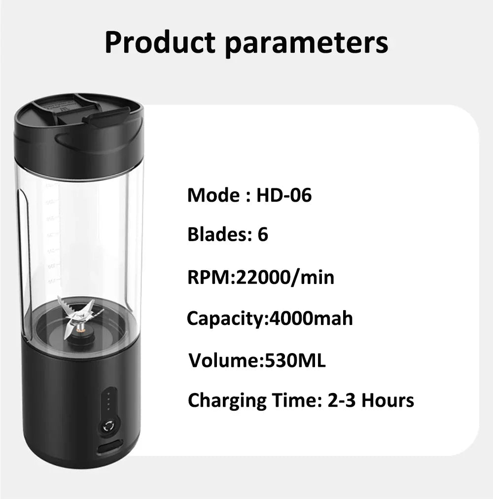 Portable Blender Smoothies Mini Portable Juicer Blender USB Rechargeable Portable Blender for Smoothies Fresh Fruit Juice Mixer