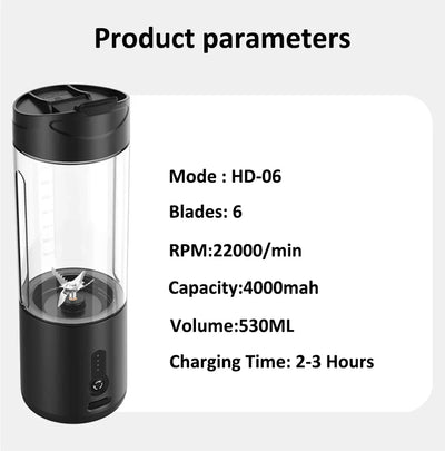 Portable Blender Smoothies Mini Portable Juicer Blender USB Rechargeable Portable Blender for Smoothies Fresh Fruit Juice Mixer