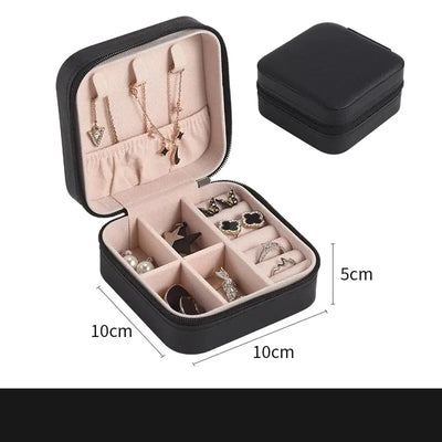 Portable Jewelry Box Jewelry Organizer Display Travel Jewelry Case Boxes Button Leather Storage Zipper Jewelers
