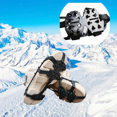 24 Teeth Mountaineering Cleats Anti-Slip Bundled Crampons Unisex Climbing Shoe Spikes Walking Hiking Accessories