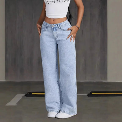 Women's Denim Wide-leg Pants Are Stylish, Simple, Slim, And Versatile With Multi-craft Design. Wide-leg Jeans Are New In Spring