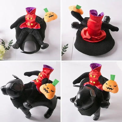 Pet Halloween Costume Dog Plush Halloween Horse Riding Pet Cloth Santa Claus Riding Outfit Hall Gift for Small To Large Dog/cat