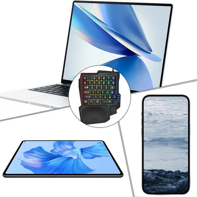 35 key Gaming Keyboard Single Hand Usb Wired One Handedly RGB Backlight Mini Keyboard for Gamer Laptop Desktop PC