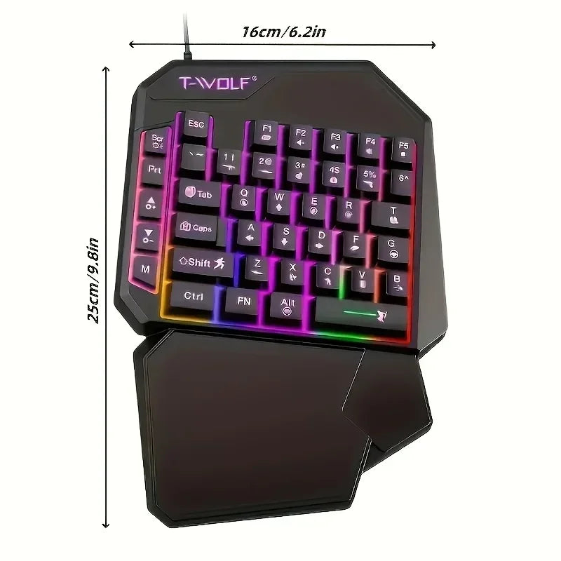 2 in1 Keyboard and Mouse Set Ergonomic Wireless Gaming Keyboard 7 RGB Backlighting, and Programmable Buttons for PC/Laptop