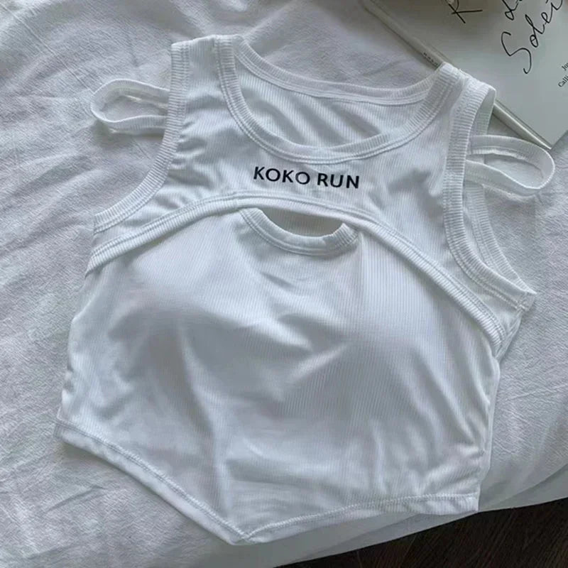 Women Knitting Irregular Tank Tops