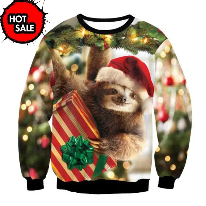 New Mens Christmas Jumper Sweatshirt Funny Humping Reindeer Climax Tacky Ugly Xmas Sweater Tops Couple Crew Neck Party Sweaters