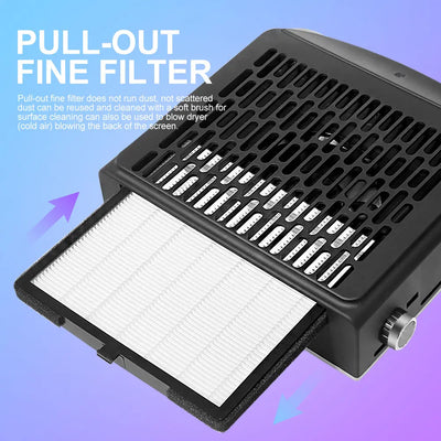 Powerful Nail Dust Vacuum Professional Nail Dust Collector with Reusable Filter Reduces Dust Nail Salon Tools