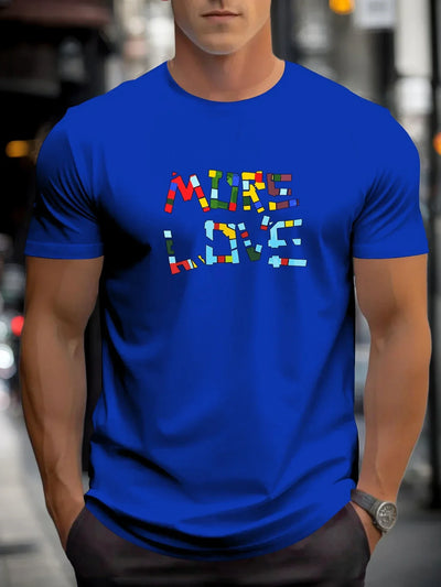 T Shirts For Man MUER LOVE 100% Cotton Graphic Printing Summer Round Neck T-Shirt Casual Breathable Street Style Daily Top