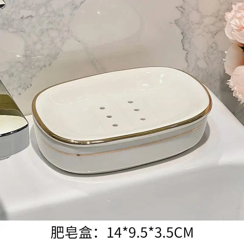 Light luxury high-end soap box Ceramic light luxury toilet bathroom drain soap box household no water