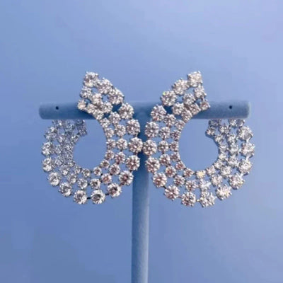 2025 New Trend Fine Jewelry Sets Charming White Geometric Crystal Fashion Pearl Necklace Ring Earrings Romantic Gift for Women