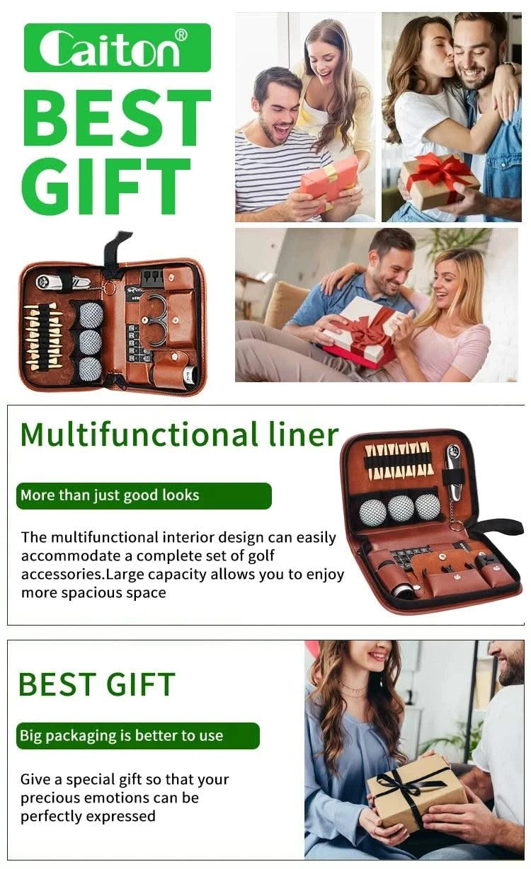 Caiton Golf Accessories Set with Hi-End Case, Golf Balls, Rangefinder, Golf Tees, Brush, Scorer,Golf Gifts for Men and Women