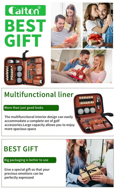 Caiton Golf Accessories Set with Hi-End Case, Golf Balls, Rangefinder, Golf Tees, Brush, Scorer,Golf Gifts for Men and Women