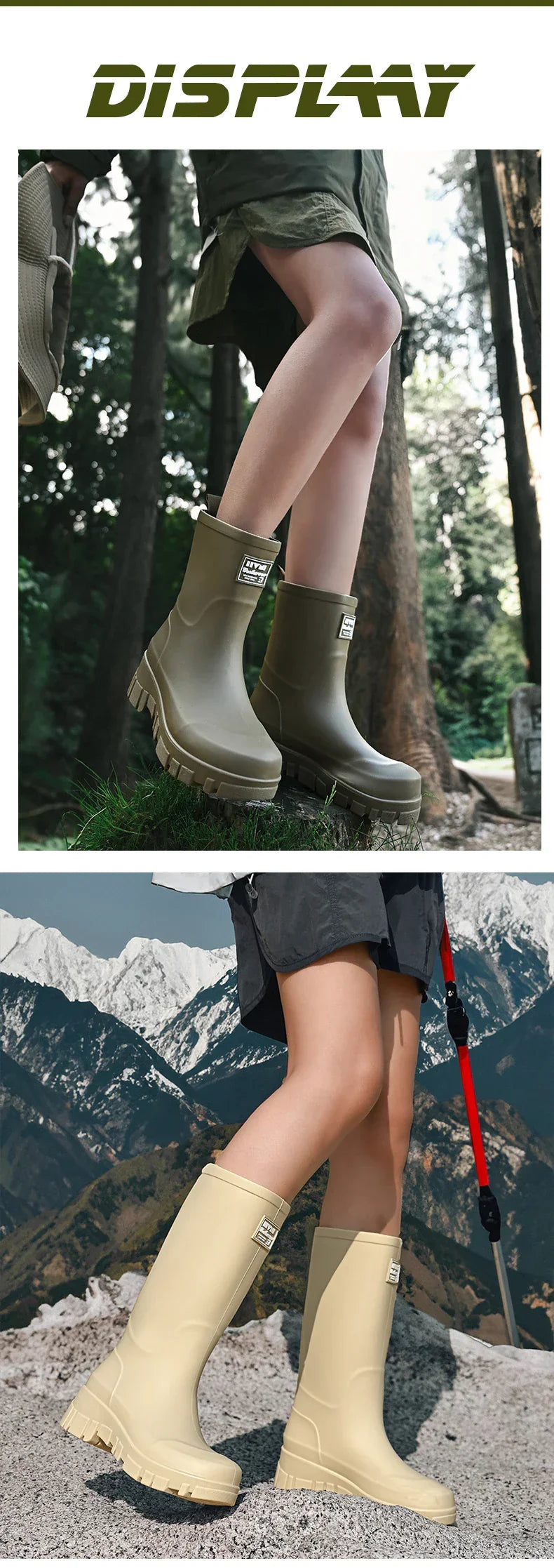 Women Waterproof Boots New Style Elastic Mouth Ankle Boots Mid Top Rain Shoes Non Slip Outdoor Indoor Chelsea Water Boot Woman