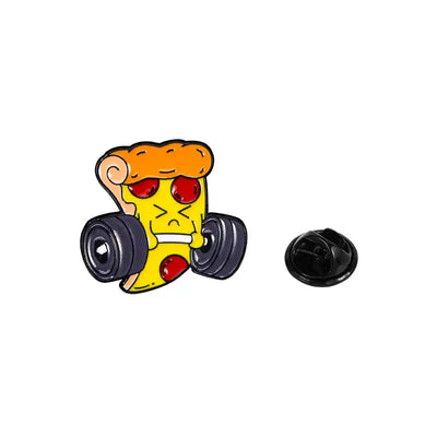 New Statement Fitness Food Man Collection Enamel Brooch Pizza Ice Cream Barbell Hamburg Donut Dumbbell Pins