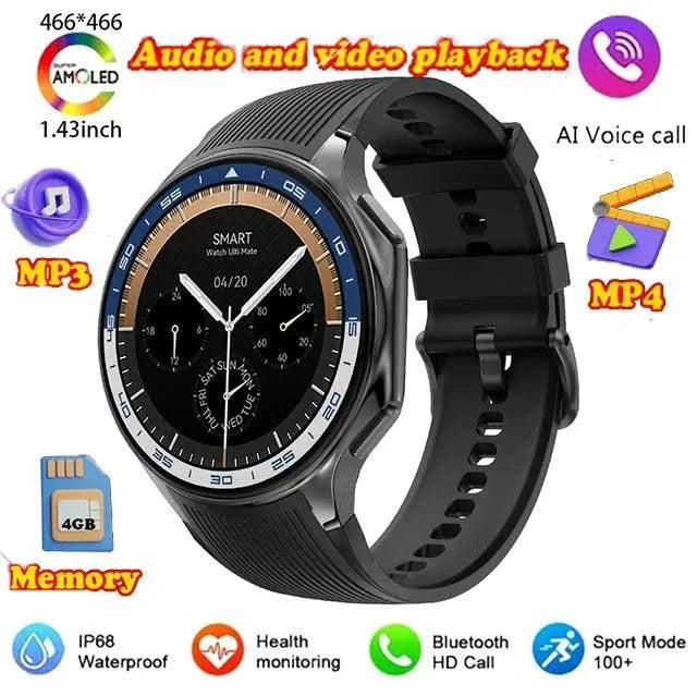 New for Oppo Watch X Men Smartwatch 32GB Extra large Memory 3D Mode MP3 MP4 Smart Watch GPS Sport Smartwatches Bluetooth calling