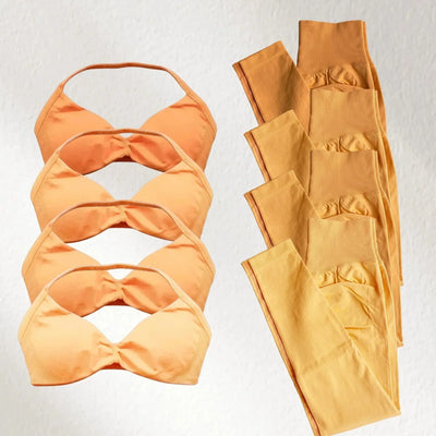 2-Piece Yoga Set 2025 Summer Yoga Set Gym Women's Yoga Fitness Set Hip Pants Neck Bra Pilates Set Multi-color No Printing