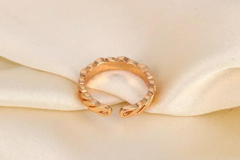 Luxury w letter ring - gold plated with row diamonds elegant adjustable statement piece dainty feminine jewelry