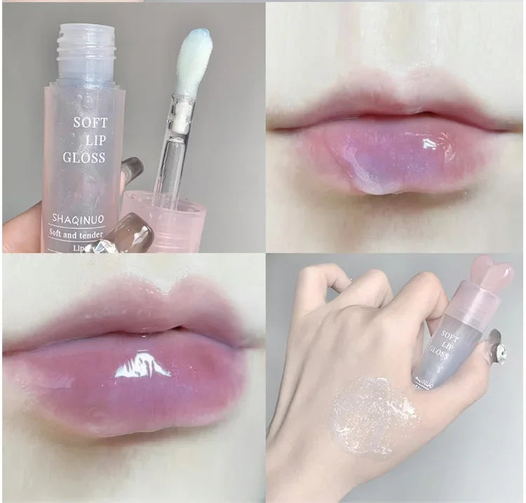 Moisturizing Lip Honey with Pearlescent Glitter - Nourishing Lip Care Oil for a Dewy, Water-Light Shine - Perfect for Stacking a