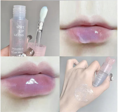 Moisturizing Lip Honey with Pearlescent Glitter - Nourishing Lip Care Oil for a Dewy, Water-Light Shine - Perfect for Stacking a