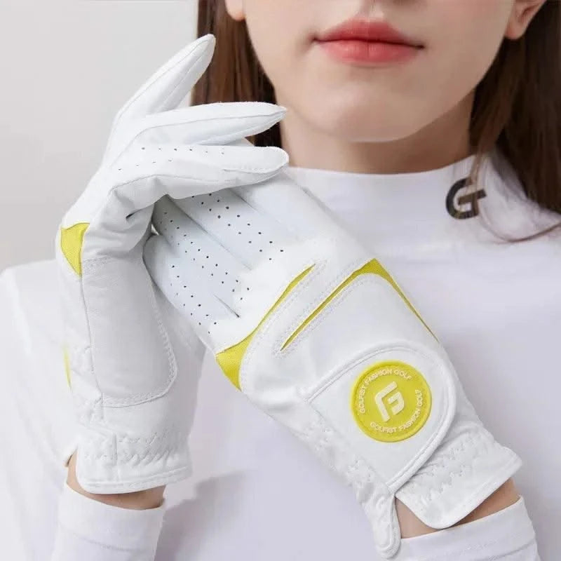 Golfist 1 Pair Golf Gloves For Women Left Hand Right Hand Gloves Ladies Breathable Soft Leather Mittens Anti Slip Sports Aids
